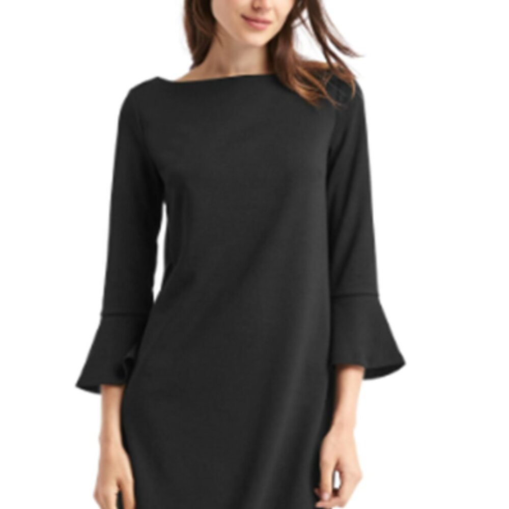 Gap 3/4 Bell Sleeve Sheath True Black Dress Size Large Petite New with Tag
